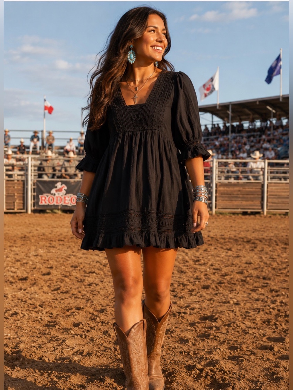 Cute Options Boho Revival Cotton Mini Dress - Size M - Rodeo, Cotton, Festival